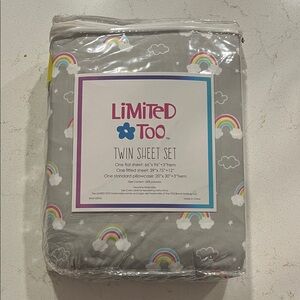 Limited Too Twin Sheet Set with Rainbows and Clouds